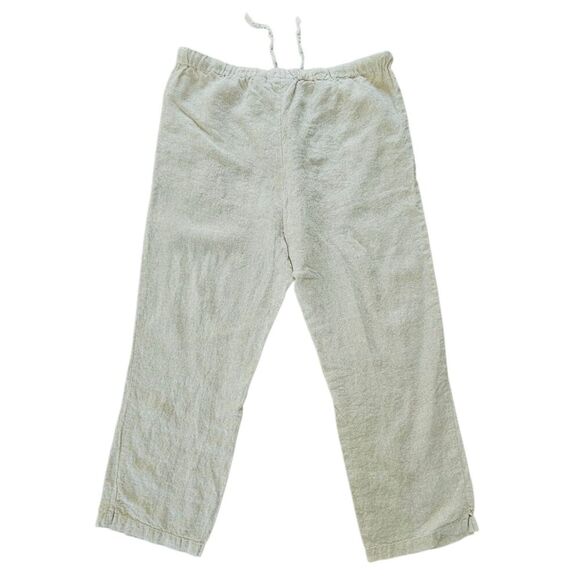 Orvis Linen Beige Tan Pants Pockets Womens Size Medium Pull On Drawstring - Picture 2 of 8
